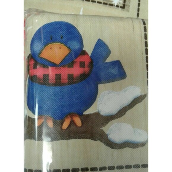 Holiday Time Vinyl Tablecloth Round 70" Christmas Print Bears Cardinals Fox NEW - Picture 7 of 7